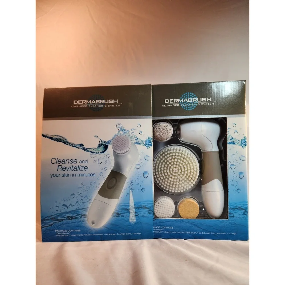 Dermabrush Advanced Cleansing System Facial & Body Brush Set 4 Attachments NEW